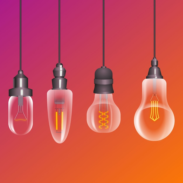 Free vector realistic light bulbs collection