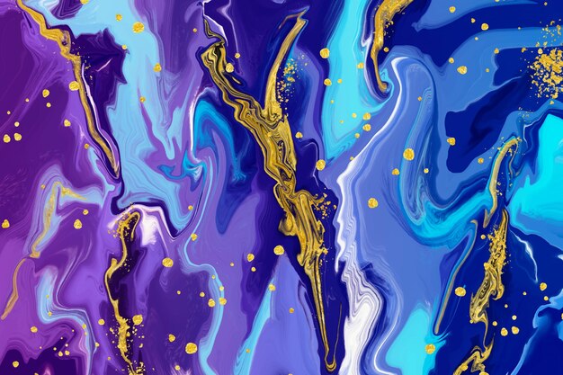 Realistic liquid marble background with gold