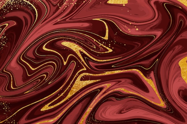 Free Vector realistic liquid marble background with gold