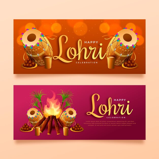 Realistic lohri banner template