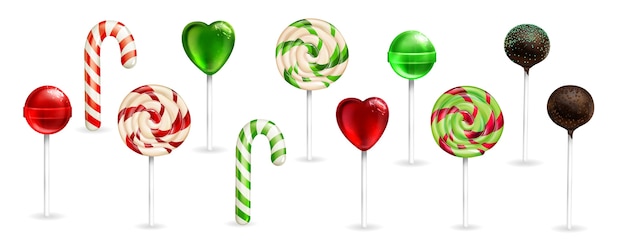 Realistic lollipop set