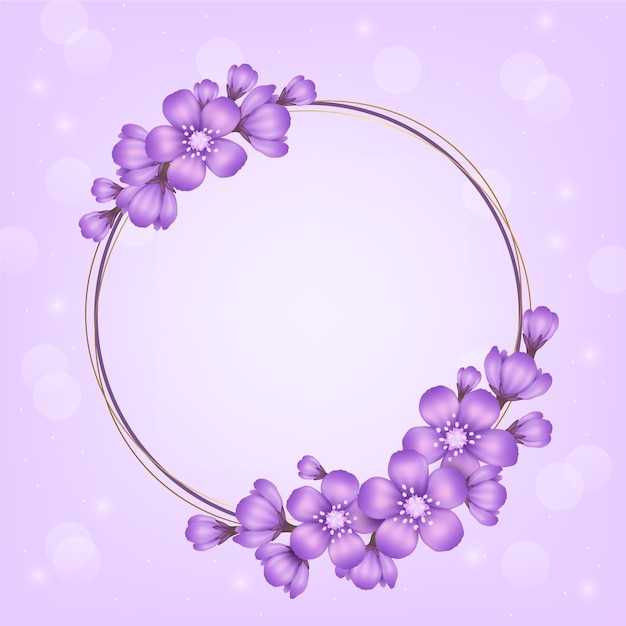 Realistic lovely spring floral frame