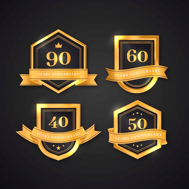 Free Vector realistic luxury anniversary labels collection