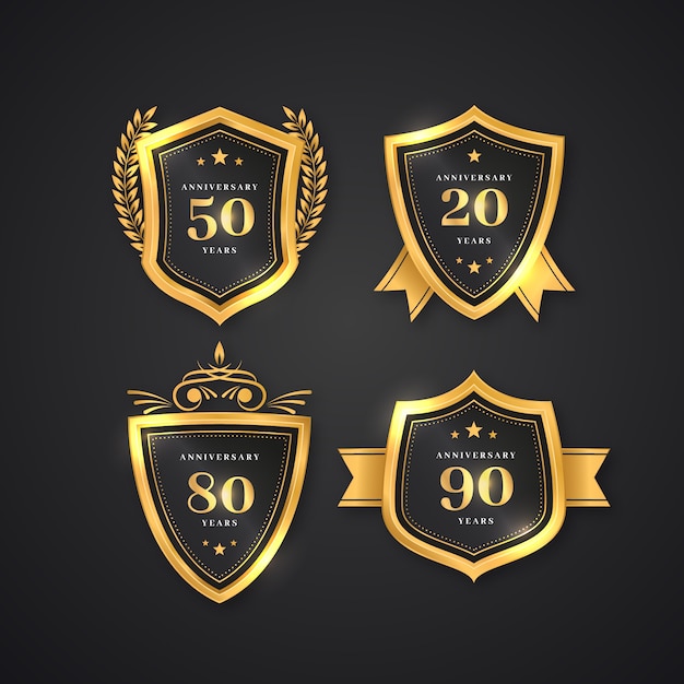 Free Vector realistic luxury anniversary labels collection