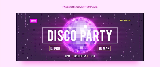 Free Vector realistic luxury disco party social media cover template