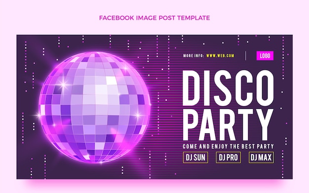 Realistic luxury disco party social media post template