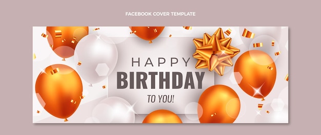 Realistic luxury golden birthday facebook cover