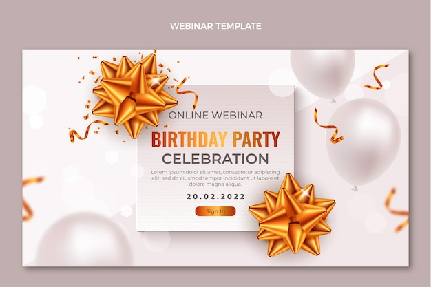 Realistic luxury golden birthday webinar