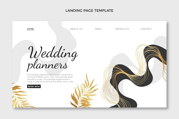 Free Vector realistic luxury golden wedding landing page