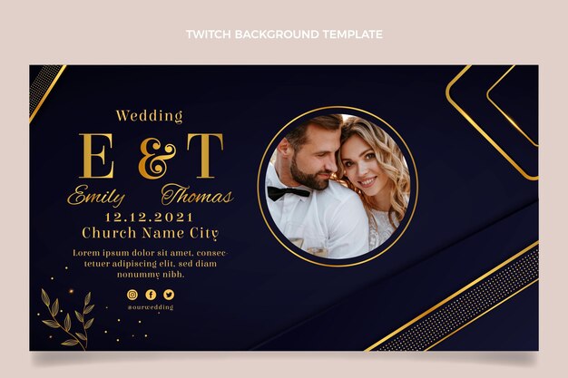 Realistic luxury golden wedding twitch background