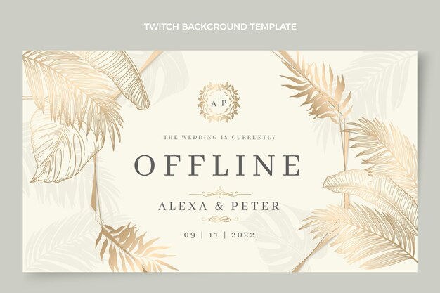 Realistic luxury golden wedding twitch background