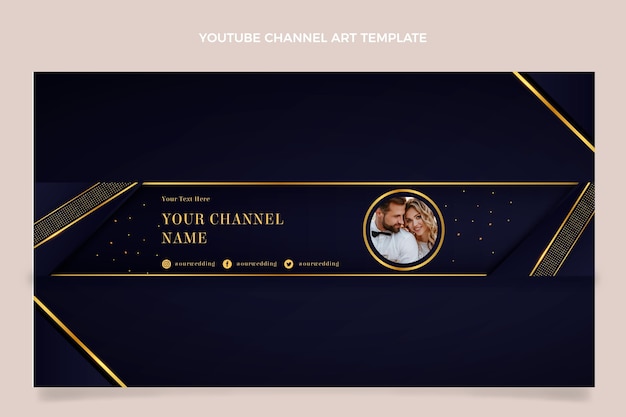 Realistic luxury golden weddingyoutube channel art