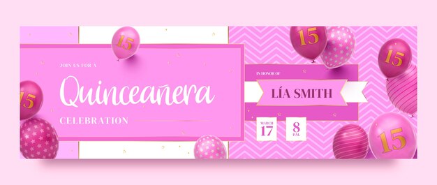 Realistic luxury quinceanera template