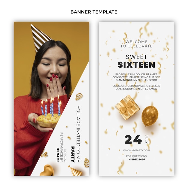 Free vector realistic luxury sweet 16 vertical banners set