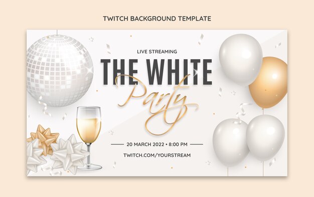 Realistic luxury white party twitch background