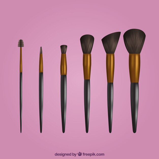 Realistic make up brush collection