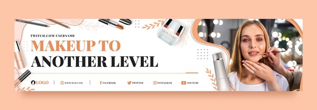 Realistic makeup artist twitch banner template