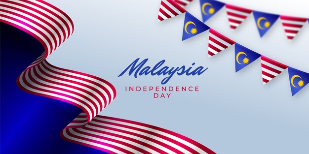 Realistic malaysia day horizontal banner template