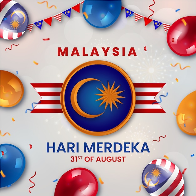 Realistic malaysia independence day illustration