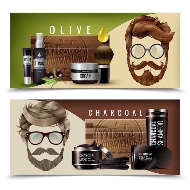 Free Vector realistic male cosmetics banners