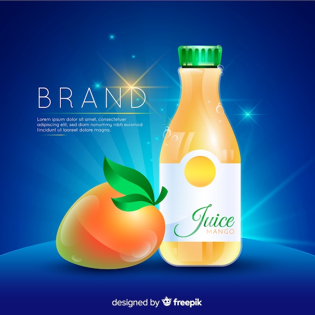 Free Vector realistic mango juice advertisement