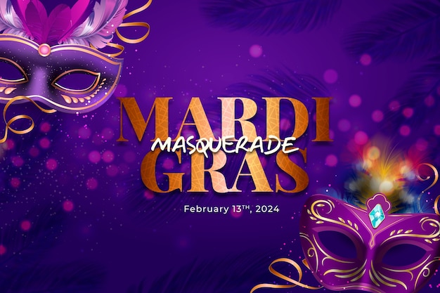 Realistic mardi gras background