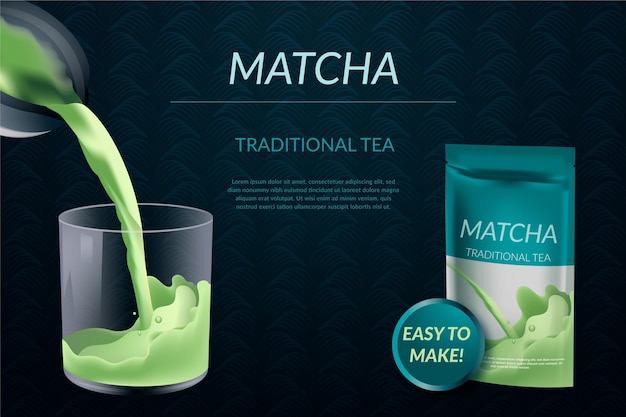 Free Vector realistic matcha tea ad in package