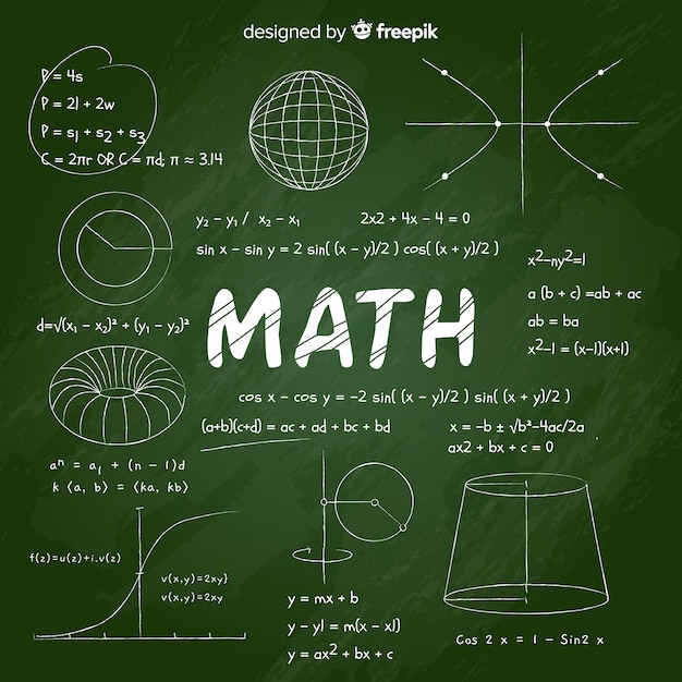 Realistic math chalkboard background