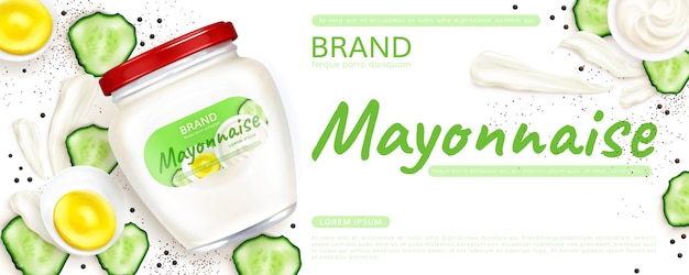 Free Vector realistic mayo jar promo