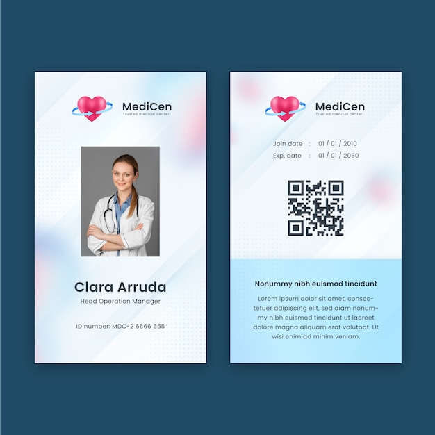 Free Vector realistic medical center id card