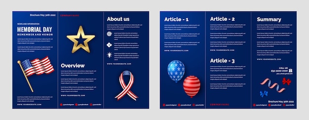 Realistic memorial day brochure template