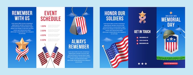 Realistic memorial day brochure template