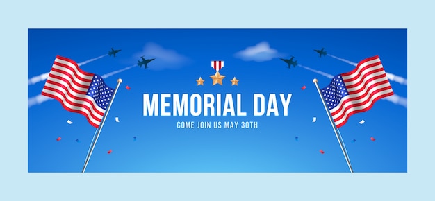 Realistic memorial day social media cover template