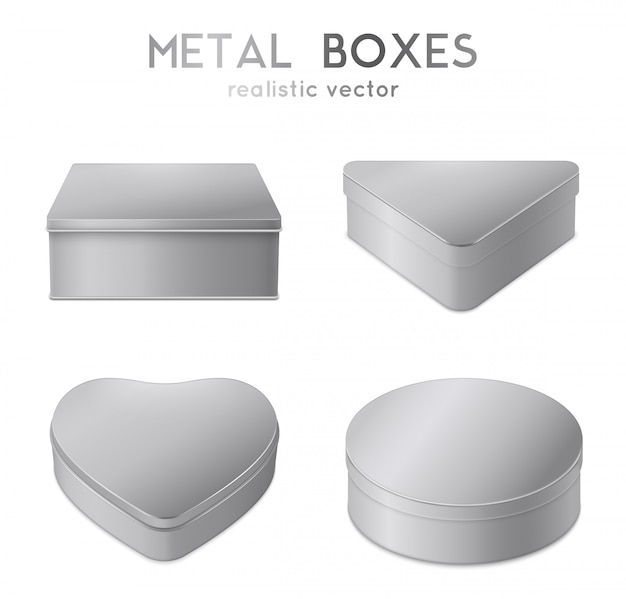 Realistic Metal Boxes Set 