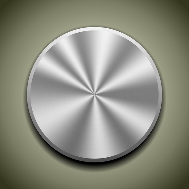 Free Vector realistic metal button with circular processing, cone reflection