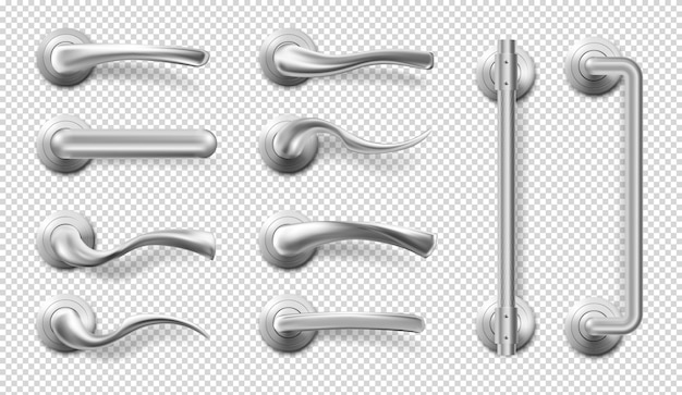 Free Vector  realistic metal door handles and pulls