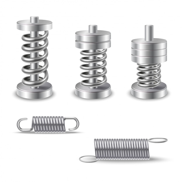 Free vector realistic metal springs devices