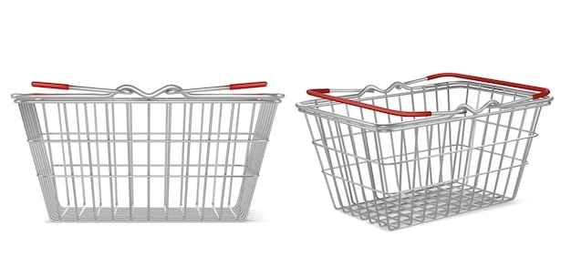 Free Vector realistic metal supermarket basket