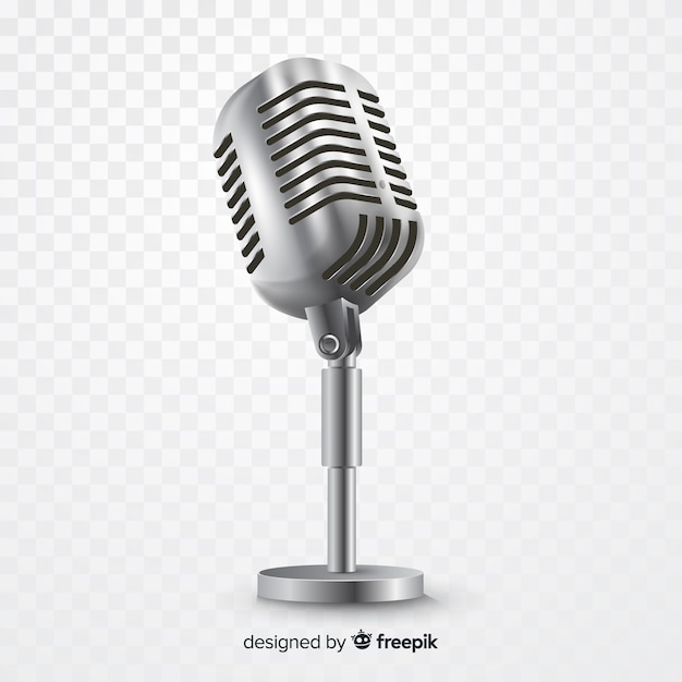 Free vector realistic metallic microphone for singing