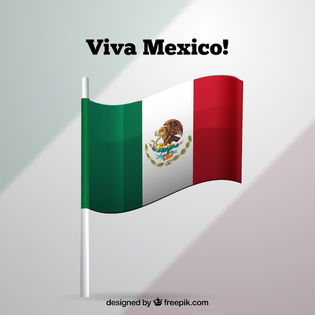 Realistic mexican flag background