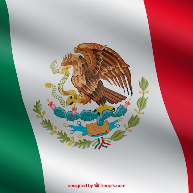 Realistic mexican flag background