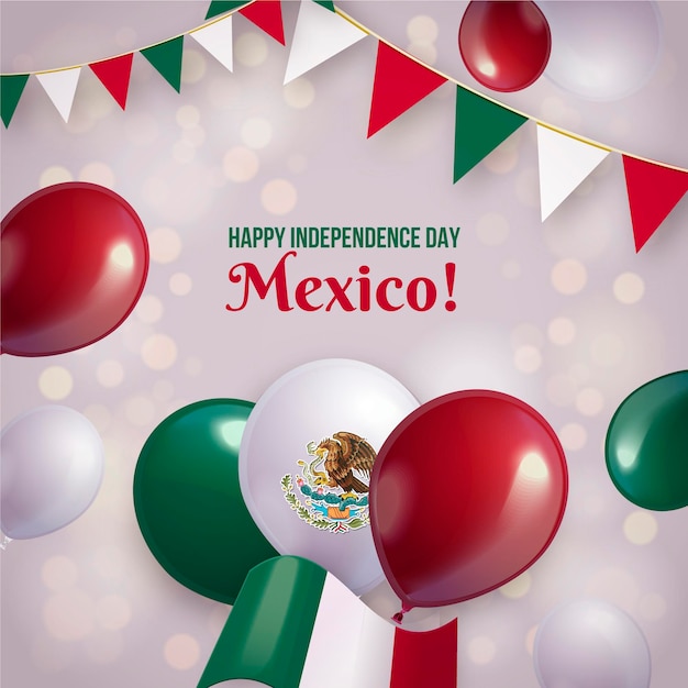 Realistic mexico independence day balloon background