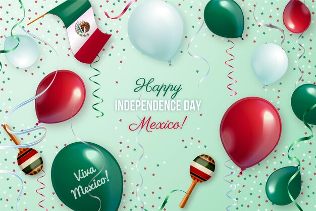 Realistic mexico independence day balloon background