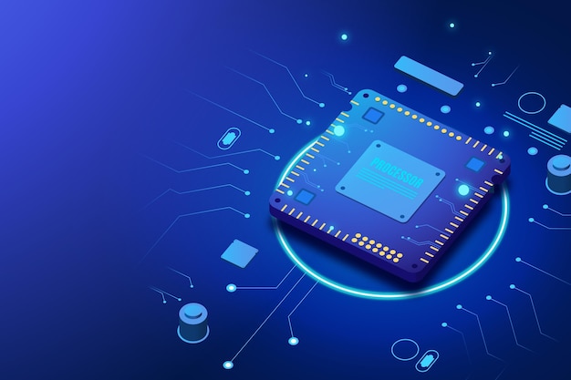 Free Vector realistic microchip processor background