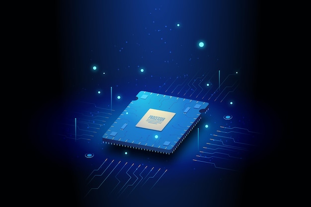 Free Vector realistic microchip processor background