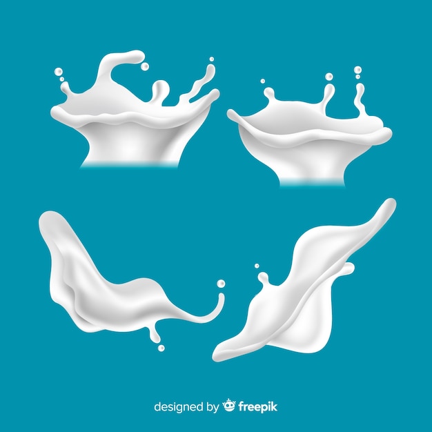 Free Vector realistic milk splash collection