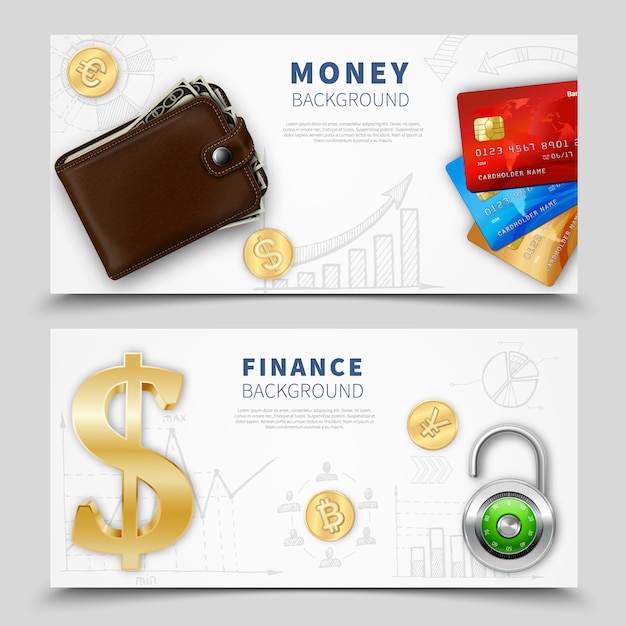 Realistic Money Horizontal Banners