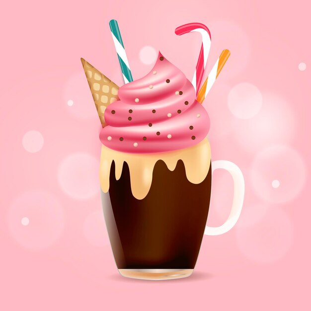 Realistic monster shake illustration