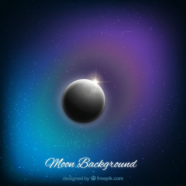 Realistic moon background with shiny stars