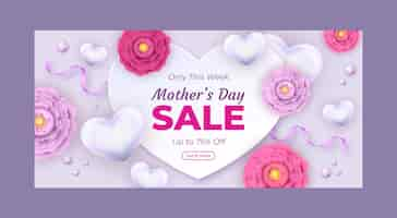 Free vector realistic mothers day sale horizontal banner template